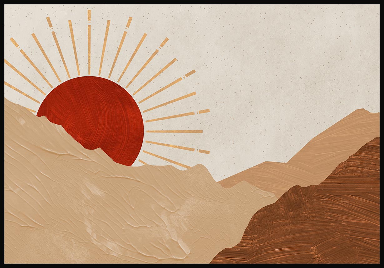 Poster roter Sonnentunergang im Gebirge No. 1