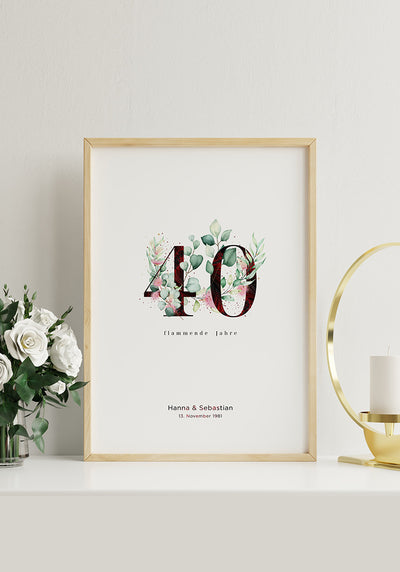Rubin Hochzeit - Personalisierbares Poster 40 Jahre Ehe