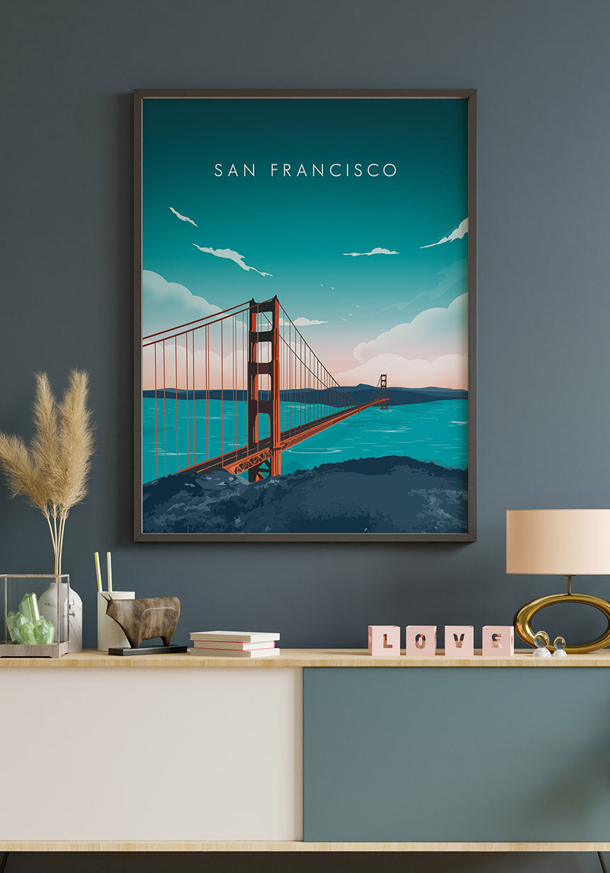 Poster San Francisco Illustration im Wohnzimmer