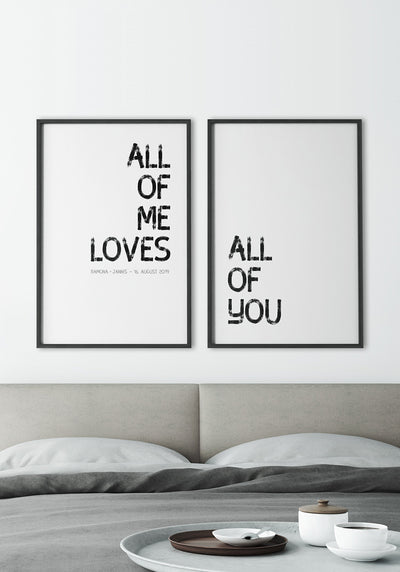 All of me loves all of you - Poster Set personalisiert Schlafzimmer