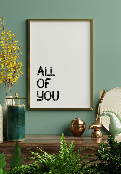 All of me loves all of you - Poster Set personalisiert goldener Rahmen