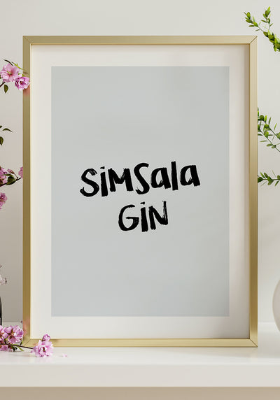 Poster Simsala Gin im Goldrahmne