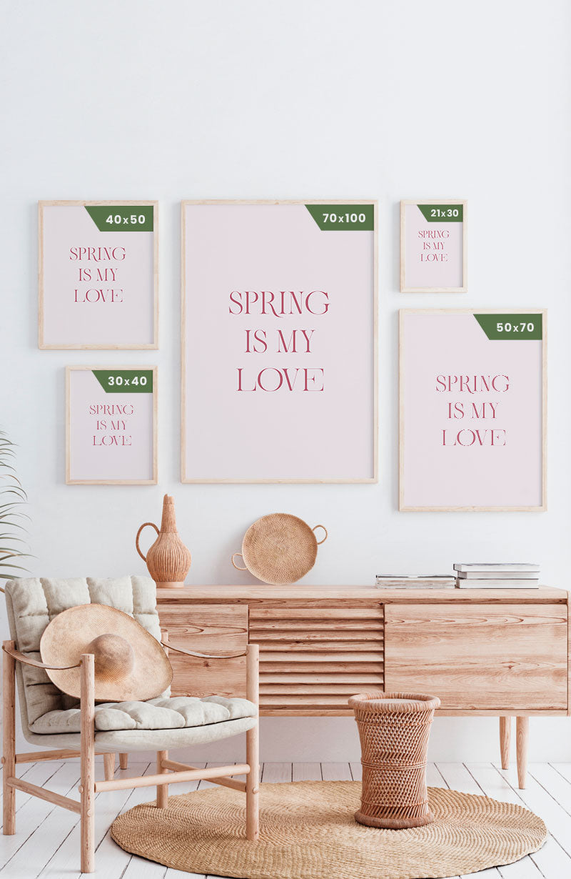 Poster Spring is my love Typografie Postergrößen