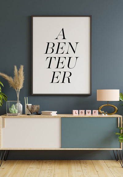 'Abenteuer' Typografie Poster Wanddeko