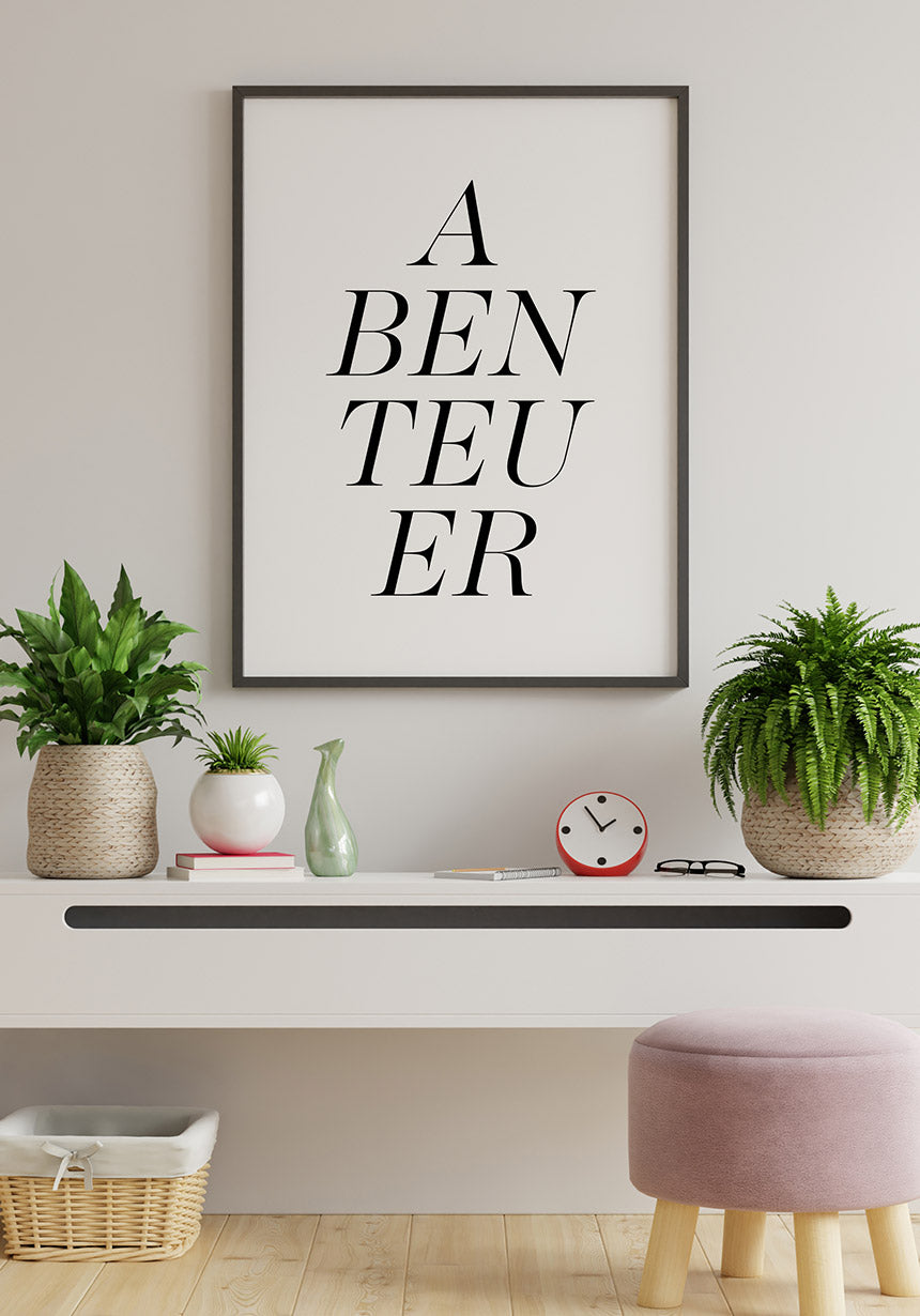 'Abenteuer' Typografie Poster Bilderrahmen