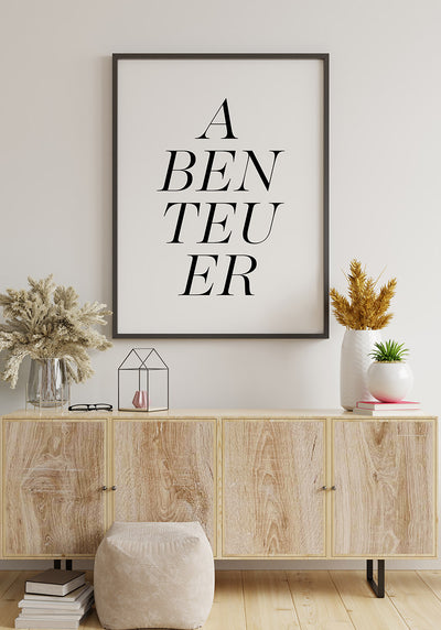 'Abenteuer' Typografie Poster Wohnzimmer