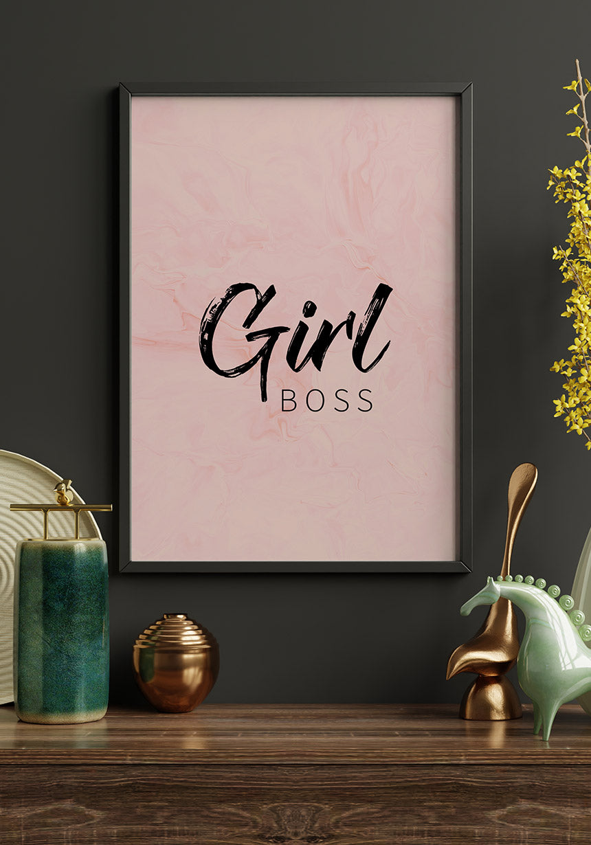 Typografie Poster girl boss mary kay an schwarzer Wand
