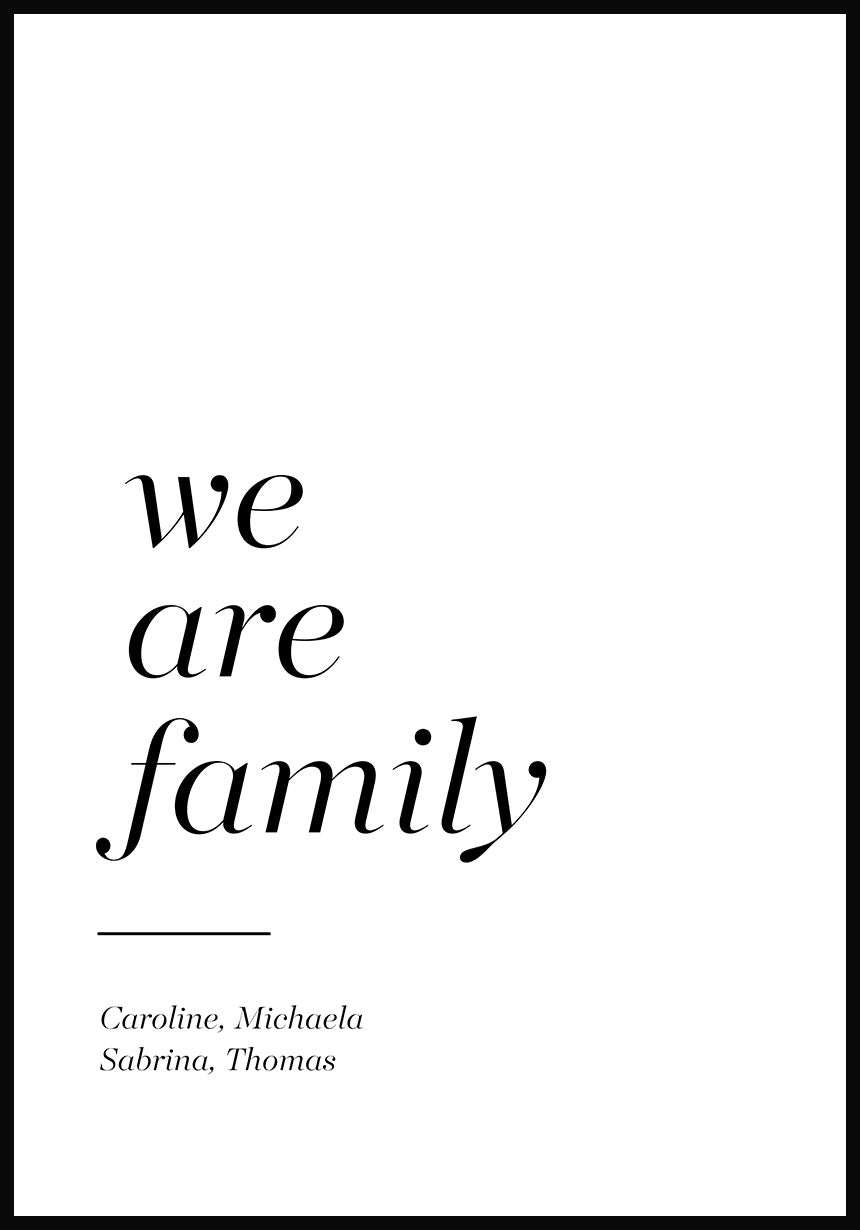 We are family personalisierbares Poster mit Namen