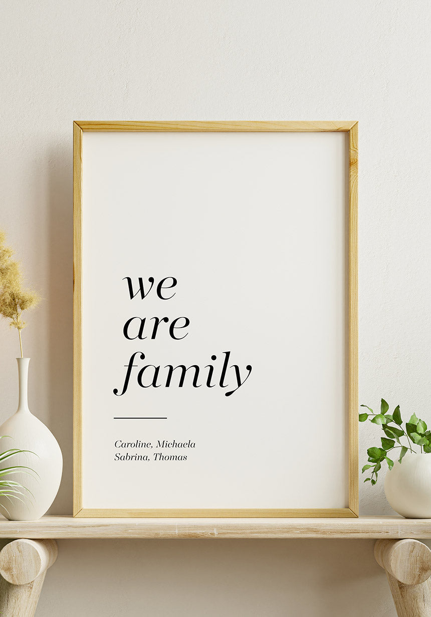 We are family personalisierbares Poster mit Namen Wanddeko