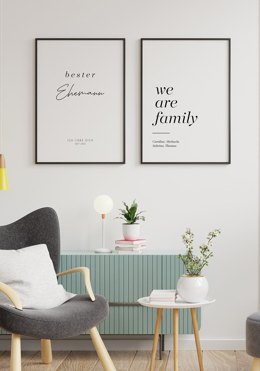 We are family personalisierbares Poster mit Namen Bilderwand