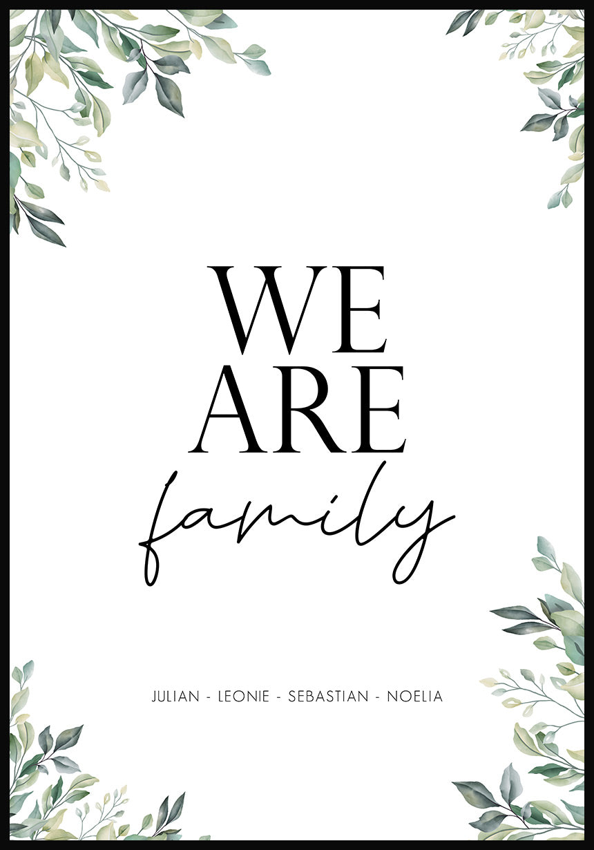 We are family personalisierbares Poster mit Eukalyptus