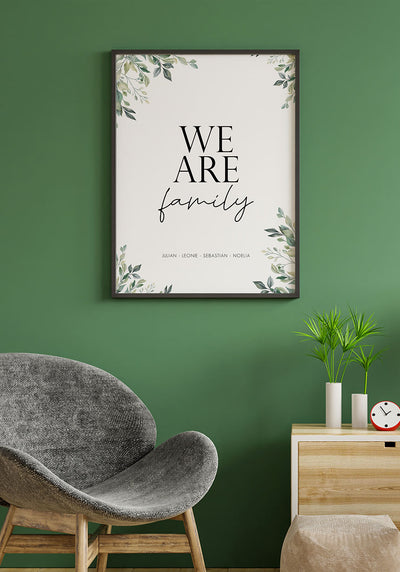 We are family personalisierbares Poster mit Eukalyptus mit Namen