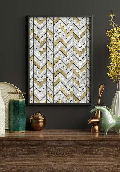 Weiß-Goldene Marmor Textur Poster für Zuhause
