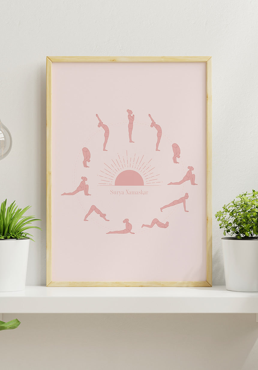 Poster Yoga Sonnengruß surya namaskar im Wohnzimmer