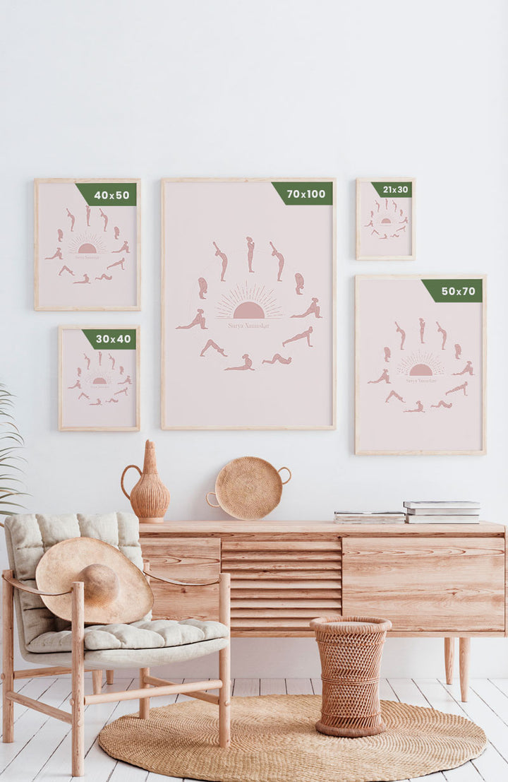 Nastami Yoga Poster 'Sonnengruß' DIN A3 – Leinenstruktur-Karton, Ideal Als Geschenk Für Yogis