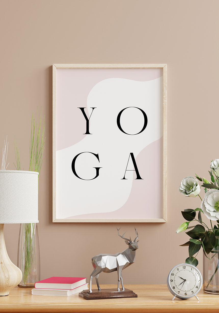 Poster Yoga Typografie im Holzrahmen