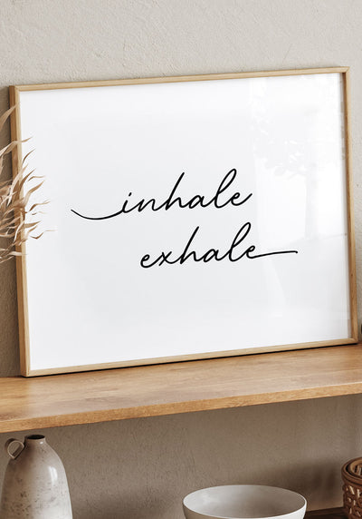 Typografie Poster inhale exhale für Zuhause