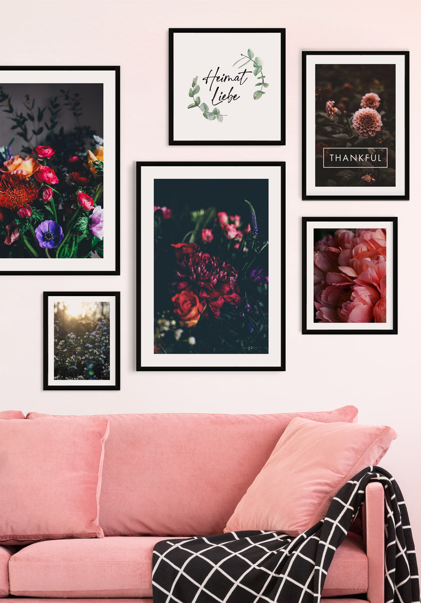 Thankful Poster mit Blumen-Fotografie