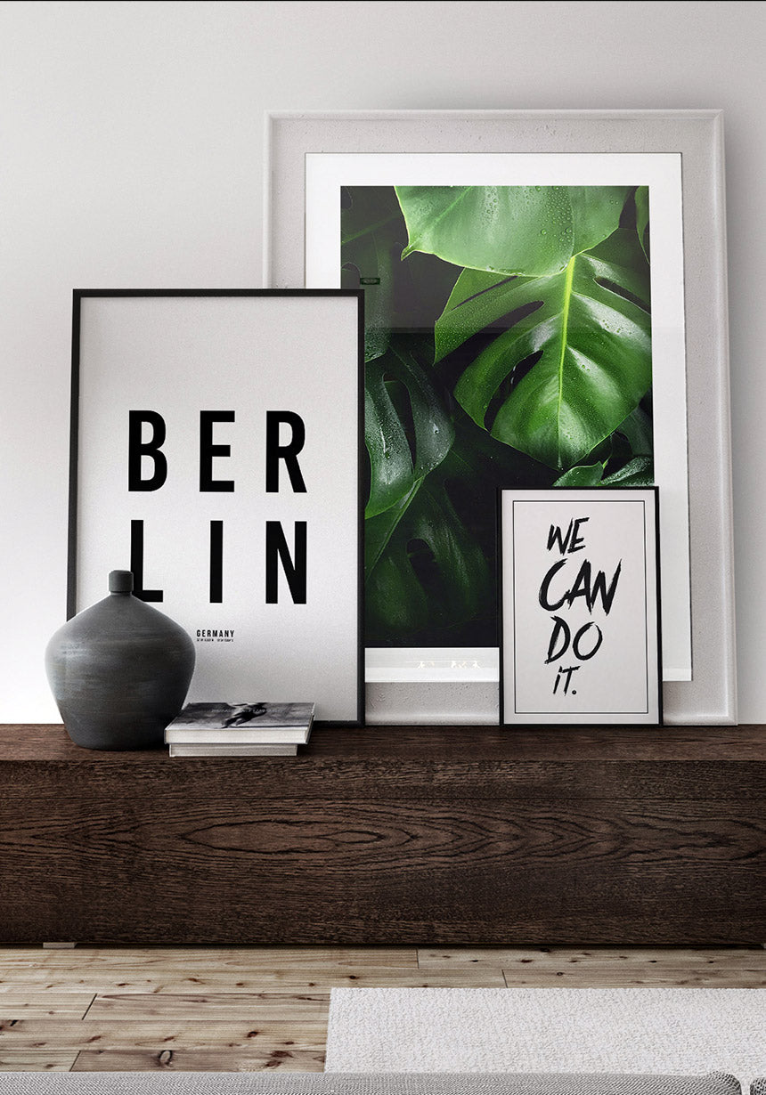 Berlin Typografie Poster schwarz weiß Bilderwand