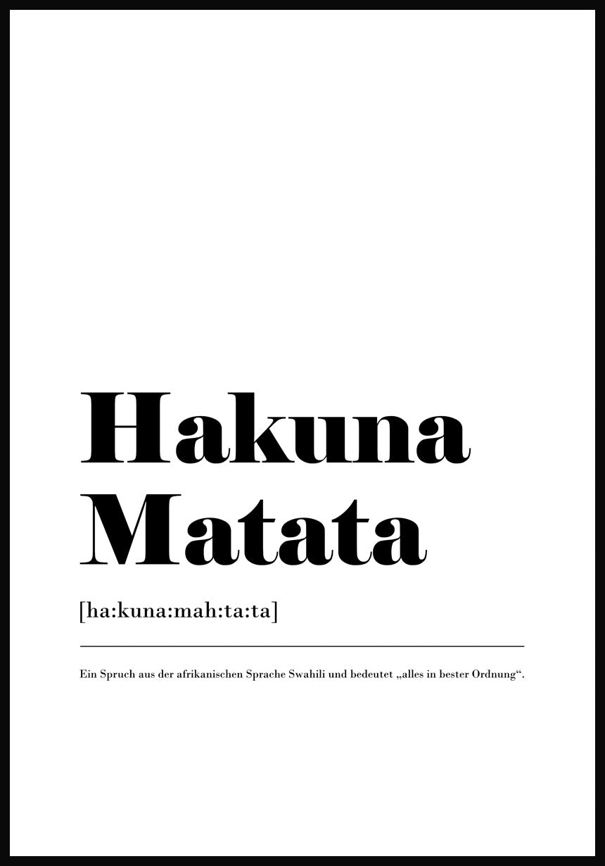 Hakuna Matata Typografie Poster