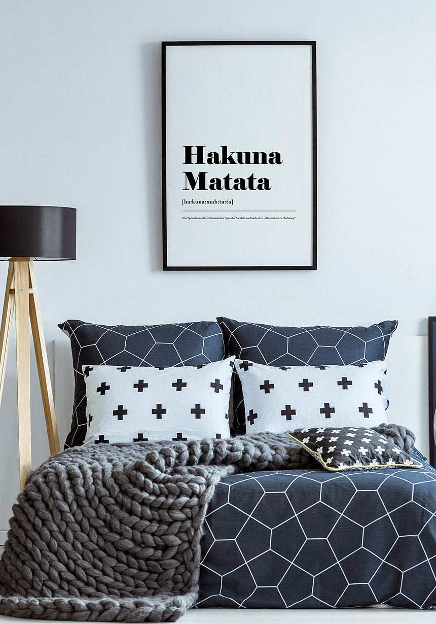 Hakuna Matata Typografie Poster über Bett