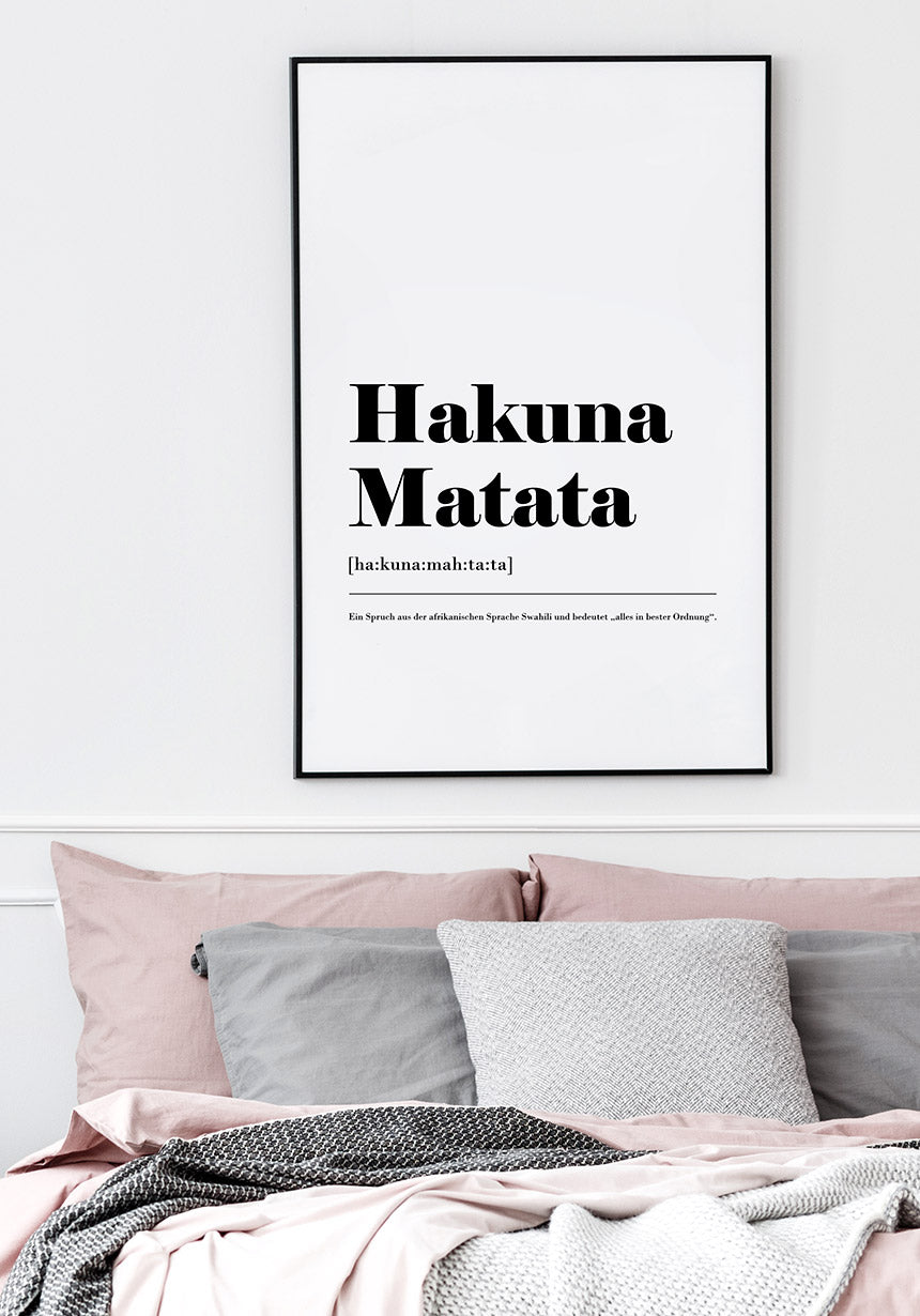 Hakuna Matata Typografie Poster im Rahmen