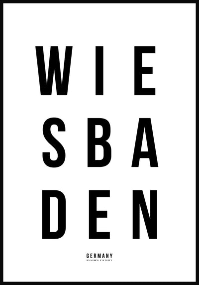 Wiesbaden Typografie Poster schwarz weiß