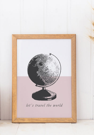 Vintage Poster Globus travel the world im Rahmen