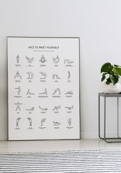 Poster Yoga Übungen Übersicht  an Wand