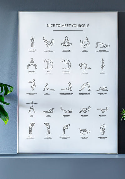 Poster Yoga Übungen Übersicht  im Wohnzimmer