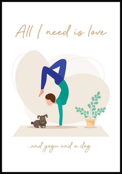 Yoga Poster Illustration Frau mit Hund