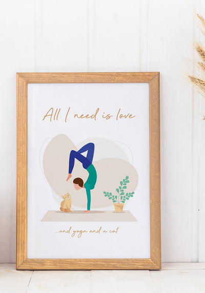 yoga poster all i need is love im Rahmen