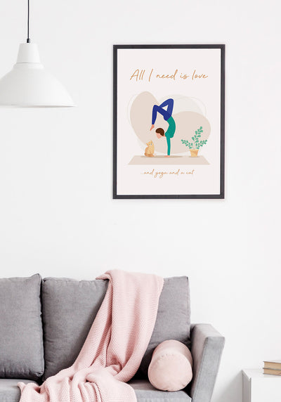 yoga poster all i need is love im Wohnzimmer
